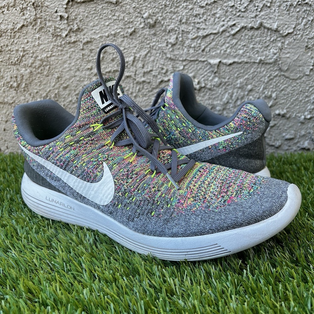 Nike Shoes Men Size 13 Lunar Epic Low Flyknit 2  Wolf Gray Multicolor Sprinkles